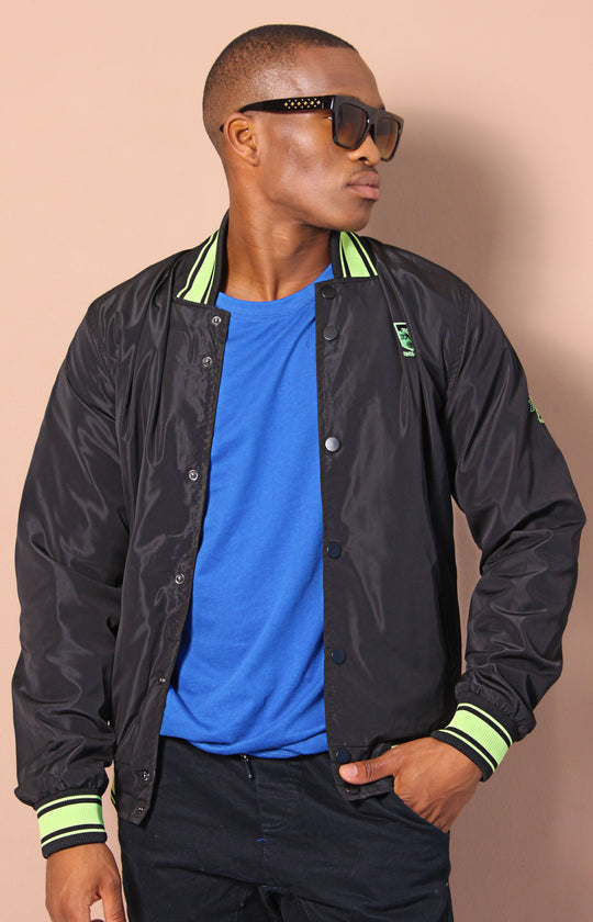 Men's Baseball Bomber Jacket - Black/Green