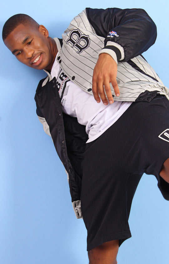 Pro Stars Unisex Baseball Puffer Jacket - Black/Grey