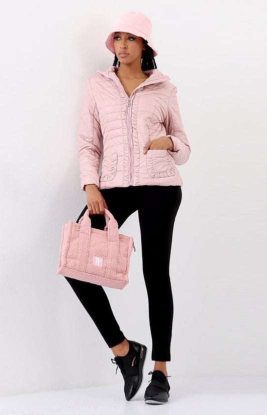 Ladies' Zip Up Padded Jacket - Pink