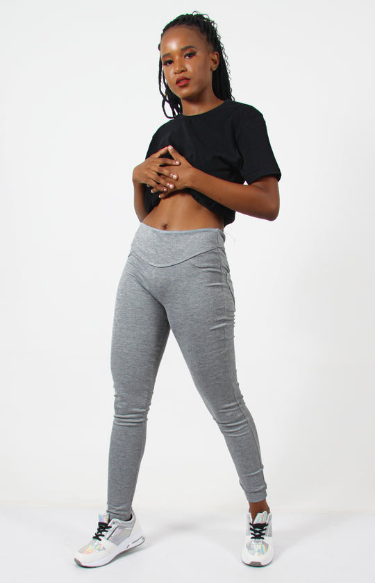 Slim Leg Shaped Pants - Grey