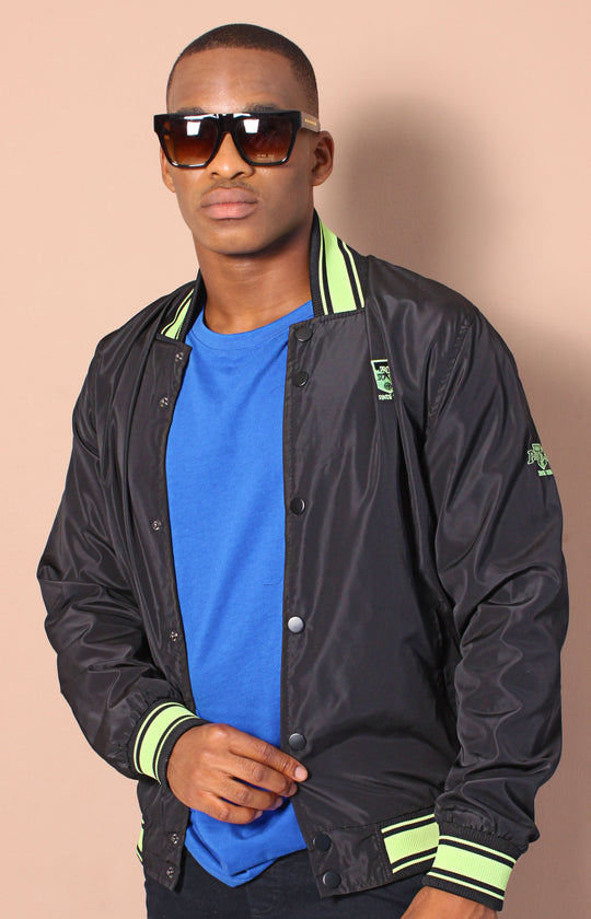 Men's Baseball Bomber Jacket - Black/Green