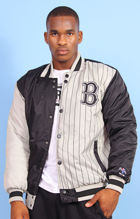 Pro Stars Unisex Baseball Puffer Jacket - Black/Grey