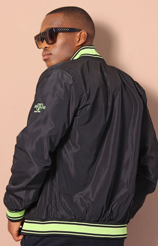 Men's Baseball Bomber Jacket - Black/Green