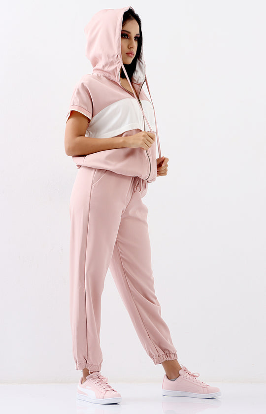 Ladies Short Sleeve Tracksuit Set - Mink