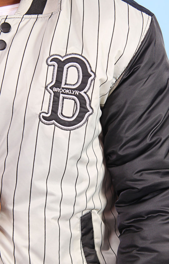 Pro Stars Unisex Baseball Puffer Jacket - Black/Grey