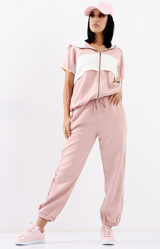 Ladies Short Sleeve Tracksuit Set - Mink