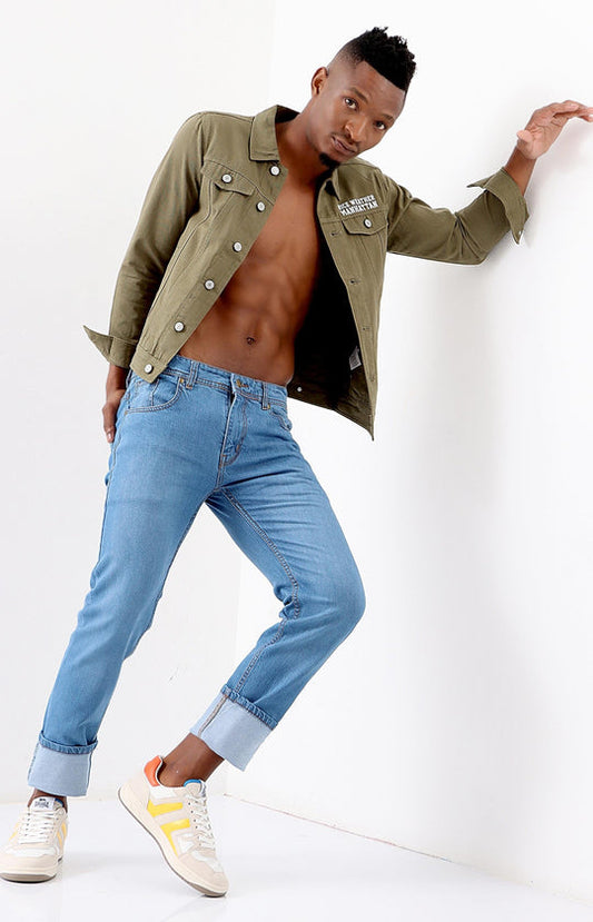 Mens Denim Jacket - Olive