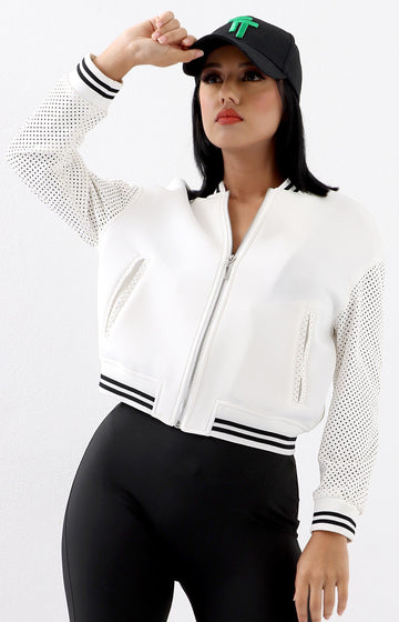 Ladies Bomber Jacket - White