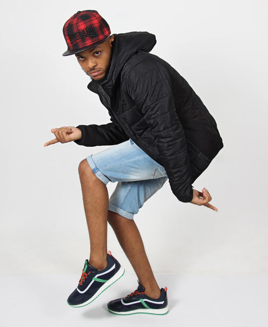 Lonsdale Puffer Quilted Hoodie Jacket - Black