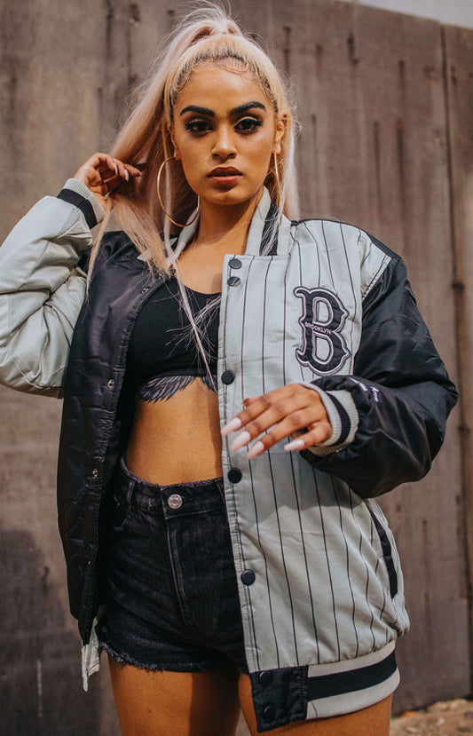 Pro Stars Unisex Baseball Puffer Jacket - Black/Grey