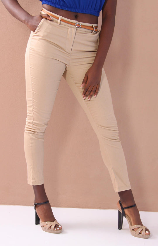 Ladies' Slim Leg Pants - Beige