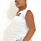 Ladies Printed Cap Sleeve Top - White