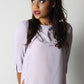 Ladies' Seersucker Tab Sleeve Blouse - Purple