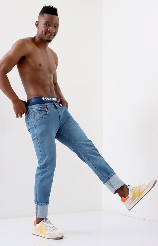 Men's Straight Leg Jeans - Light Blue