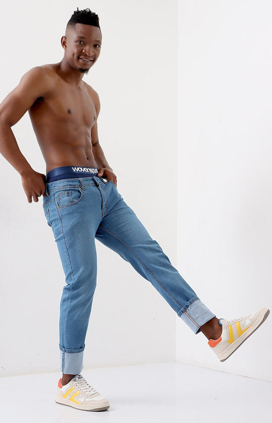 Men's Straight Leg Jeans - Light Blue