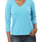¾ Sleeve V-Neck - Blue
