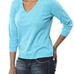 ¾ Sleeve V-Neck - Blue