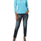 ¾ Sleeve V-Neck - Blue